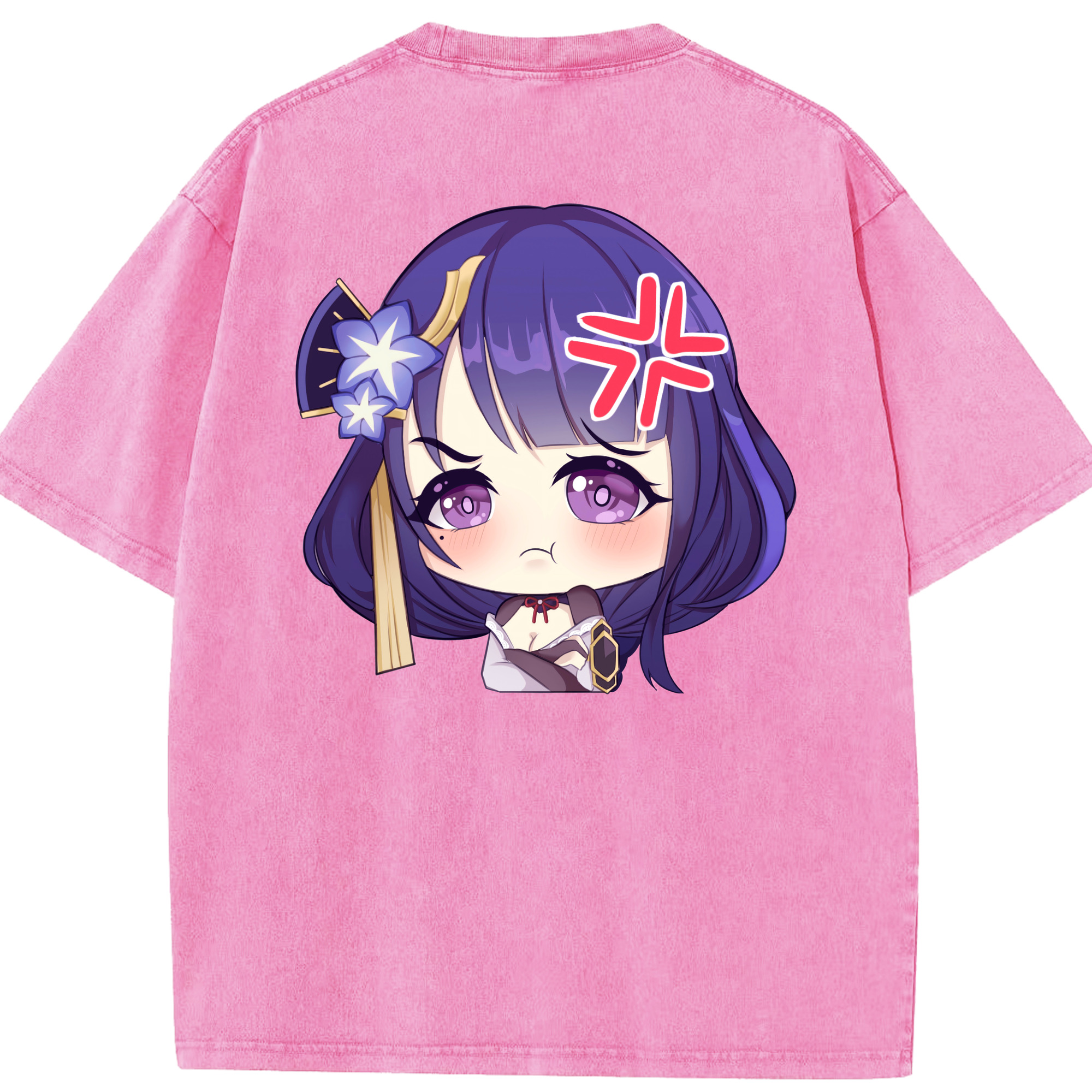 げんし神 雷電将軍 らいでんしょうぐん genshin Raiden Shogun 綿100% ヴィンテージ風 半袖Tシャツ（背面プリント）